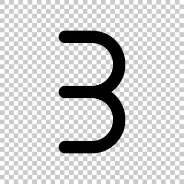 Numara üç, sayısal, basit mektup. Saydam arka plan üzerinde.