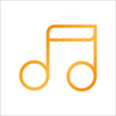 Basit müzik notu. Doğrusal simgesi, ince anahat. Portakal işareti beyaz arka plan üzerinde düşük ışık ile