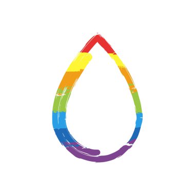 Su damla simgesi. İşareti Lgbt style, gökkuşağı kırmızı, turuncu, sarı, yeşil, mavi, Indigo, menekşe, yedi renk ile çizim