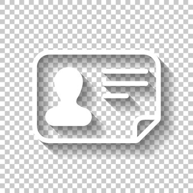 Kimlik kartı simgesi. Kimliği profil. Gölge şeffaf arka plan üzerinde beyaz simgesi