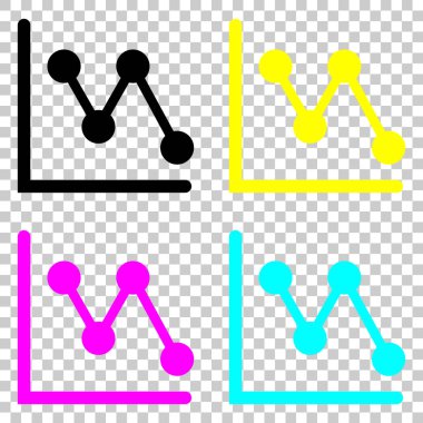 Azalan grafik hat simgesi. Cmyk simgeleri şeffaf arka plan üzerinde renkli dizi.
