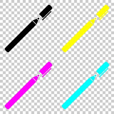 Kalem veya işareti simgesi. Cmyk simgeleri şeffaf arka plan üzerinde renkli dizi.