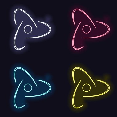 bilimsel atom sembolü, yaratıcı logo, basit simgesi. Neon işareti kümesi. Koyu arka plan üzerinde casino tarzı. Seamless modeli