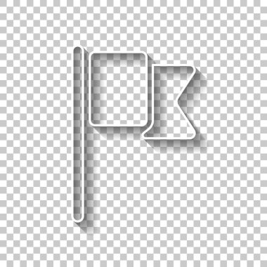 Basit bayrak simgesi. Gölge şeffaf arka plan üzerinde beyaz anahat işaretiyle