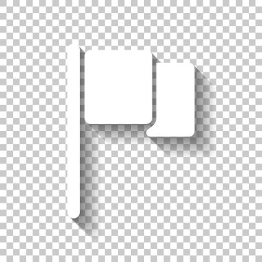 Basit bayrak simgesi. Gölge şeffaf arka plan üzerinde beyaz simgesi