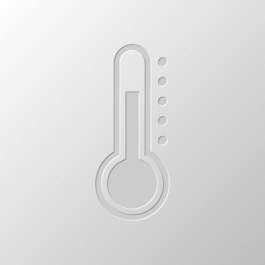 Basit termometre simgesi. Kağıt tasarımı. Düzenlenen sembolü. Çekirdeksiz stili