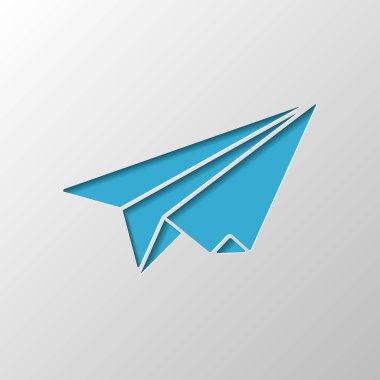 kağıt uçak. origami planör. Kağıt tasarımı. Gölge ile düzenlenen sembolü