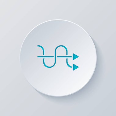 çapraz ok. basit siluet. Gri ve mavi katmanları ile daire kes. Kağıt tarzı