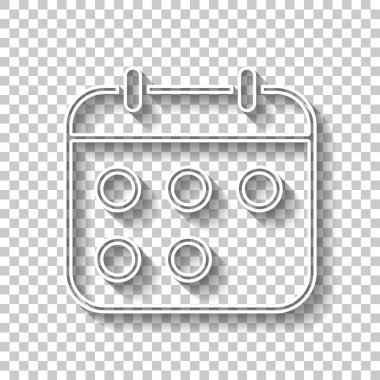 Basit takvimi, lineer, ince anahat. Gölge şeffaf arka plan üzerinde beyaz anahat işaretiyle