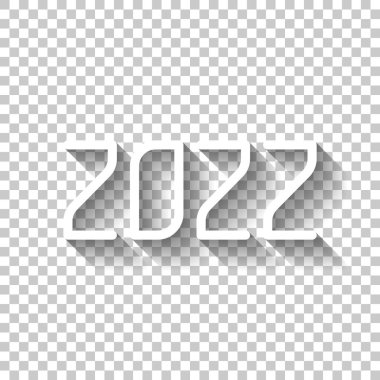2022 sayı simgesi. Yeni Yılınız Kutlu Olsun. Gölge şeffaf arka plan üzerinde beyaz simgesi