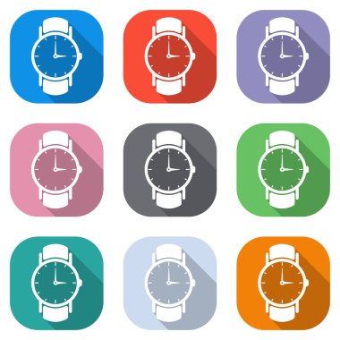 Klasik el dikkat ile okları, kutsal kişilerin resmi. Beyaz simgeleri uygulamalar için renkli kareler olarak ayarlayın. Sorunsuz imkanı ve desen poster için