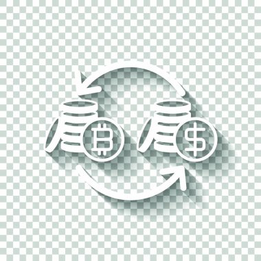 Bitcoin simgesini değiştirmek. Gölge şeffaf arka plan üzerinde beyaz simgesi