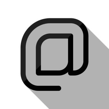 E-posta simgesi, Internet posta kutsal kişilerin resmi. Doğrusal, ince anahat. Uzun gölge beyaz arka planda siyah nesnesiyle