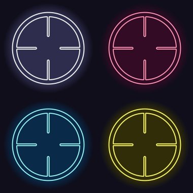 Basit hedef simgesini. Neon işareti kümesi. Koyu arka plan üzerinde casino tarzı. Seamless modeli