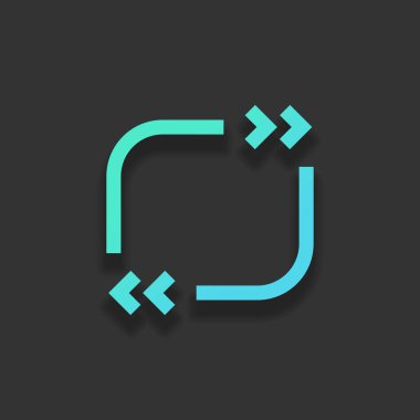 Metin teklif Meydanı. Basit simgesi. Renkli logo kavramı koyu arka plan üzerinde yumuşak gölge ile. Masmavi okyanus rengini simgesi