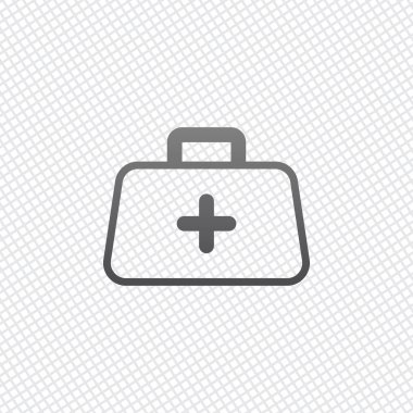 ilk yardım çantası, anahat simgesi. Kılavuz arka plan üzerinde