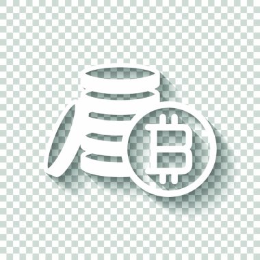 para bitcoin. basit siluet. Gölge şeffaf arka plan üzerinde beyaz simgesi