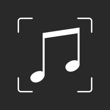 Müzik Not simgesi. Beyaz nesne kamera otomatik odaklama koyu arka plan üzerinde