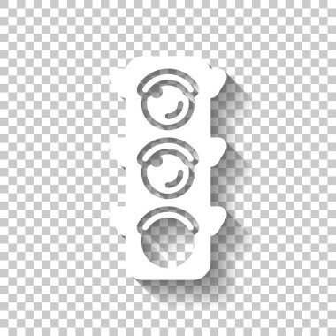 Trafik ışığı simgesi. İz yürümek, yeşil ya da gidin. Gölge şeffaf arka plan üzerinde beyaz simgesi