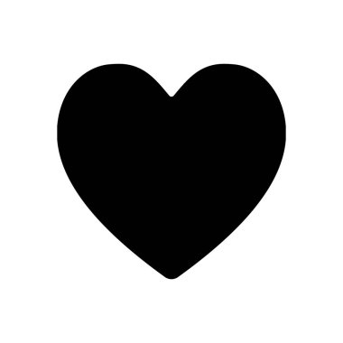 Basit kalp simgesi. Beyaz arka planda siyah simgesi