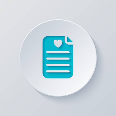 Tıbbi geçmişi veya rapor. En sevdiğiniz metin. Kağıt ve kalp. Gri ve mavi katmanları ile daire kes. Kağıt tarzı