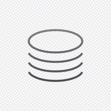 Veritabanı simgesi. Basit doğrusal sembol, ince anahat. Kılavuz arka plan üzerinde