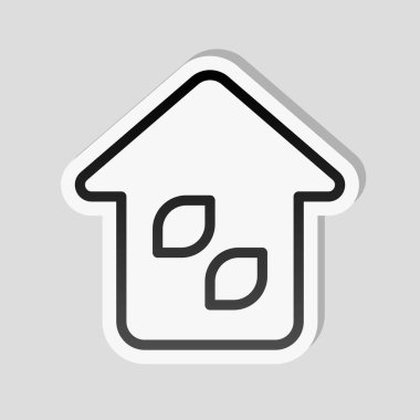 Basit ev simgesi. İnce anahat ile doğrusal simgesi. Etiket tarzı ile beyaz ve gri arka plan üzerinde basit gölge