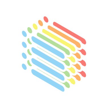 Basit liste menü simgesi. Beyaz arka plan üzerinde renkli izometrik simgeler yığını