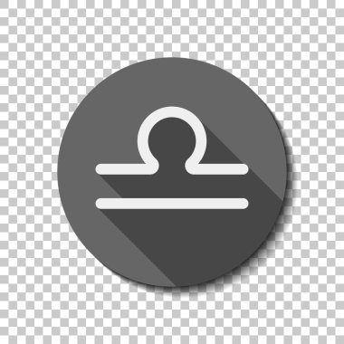 Astrolojik işaret. Terazi basit simgesi. düz simgesi, uzun gölge, daire, şeffaf ızgara. Rozet veya etiket stili