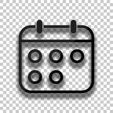 Basit takvimi, lineer, ince anahat. Saydam arka plan üzerinde yumuşak gölgeli siyah cam kutsal kişilerin resmi