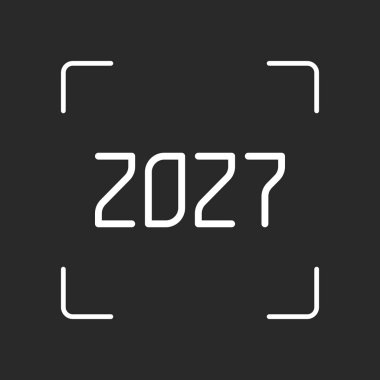 2027 sayı simgesi. Yeni Yılınız Kutlu Olsun. Beyaz nesne kamera otomatik odaklama koyu arka plan üzerinde