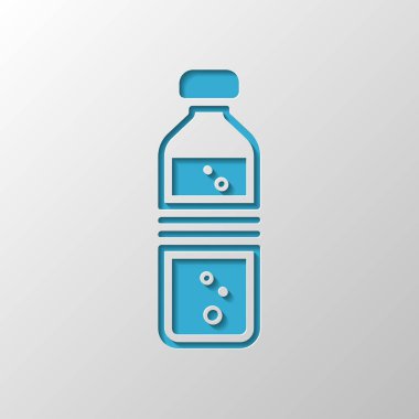 şişe su kabarcıkları ile. basit tek simge. Kağıt tasarımı. Gölge ile düzenlenen sembolü