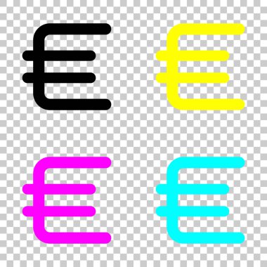 Euro simgesi, basit simgesi. Cmyk simgeleri şeffaf arka plan üzerinde renkli dizi