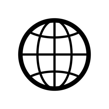 Küre, gezegen. basit siluet. Beyaz arka planda siyah simgesi