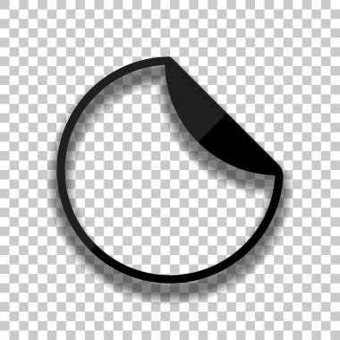 Bükülmüş kenar ile yuvarlak etiket. Saydam arka plan üzerinde yumuşak gölgeli siyah cam kutsal kişilerin resmi