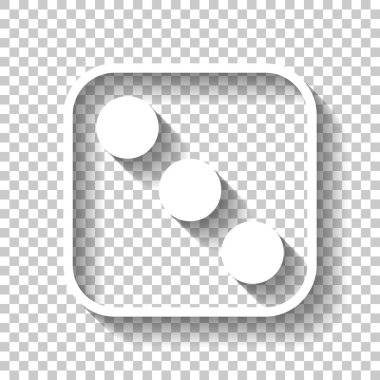 Bir zar ile görünür tarafında üç numara. Simge casino oyunları. Gölge şeffaf arka plan üzerinde beyaz simgesi