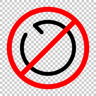 Basit ok, güncelleştirmek, yeniden, saat yönünün tersine, geriye doğru. Gezinti simgesi. Doğrusal sembolü ile ince bir çizgi. Bir çizgi stili. Siyah kırmızı uyarı işareti şeffaf arka plan ile nesnesinde izin yok