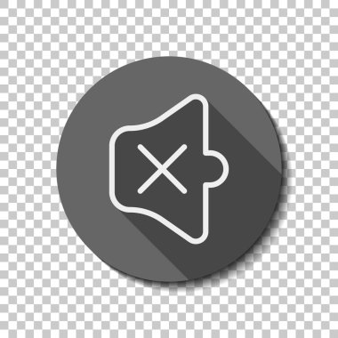 Basit birim sessiz. Doğrusal, ince anahat. düz simgesi, uzun gölge, daire, şeffaf ızgara. Rozet veya etiket stili