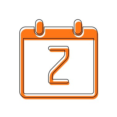 2 gün, basit simgesi ile takvim. İzole simge siyah ince dağılımı ve farklı katmanlarda doldurma taşındı turuncu oluşan. Beyaz arka plan