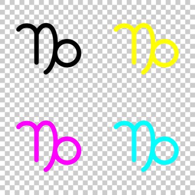Astrolojik işaret. Oğlak basit simgesi. Cmyk simgeleri şeffaf arka plan üzerinde renkli dizi