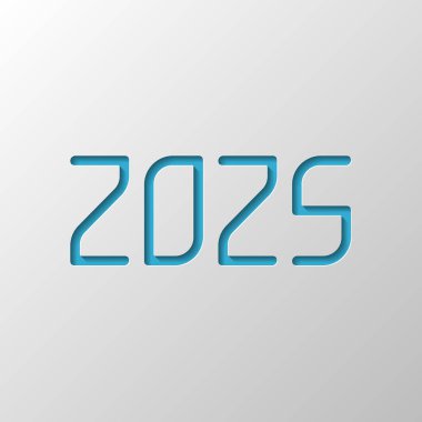2025 sayı simgesi. Yeni Yılınız Kutlu Olsun. Kağıt tasarımı. Gölge ile düzenlenen sembolü