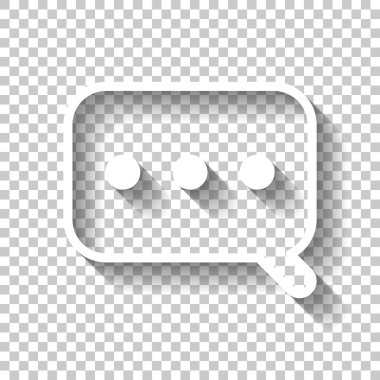 Basit metin bulut. Doğrusal, ince anahat. Gölge şeffaf arka plan üzerinde beyaz simgesi