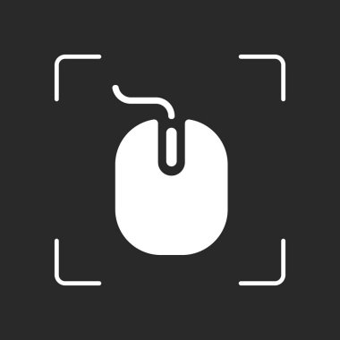 bilgisayar fare simgesi. Beyaz nesne kamera otomatik odaklama koyu arka plan üzerinde