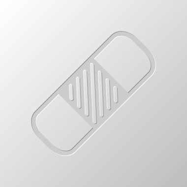 Tıbbi yama, basit simgesi. Kağıt tasarımı. Düzenlenen sembolü. Çekirdeksiz stili