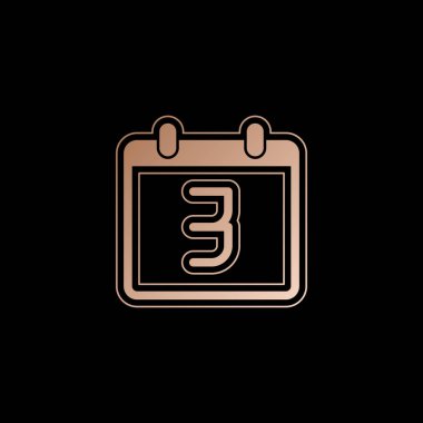 3 günlük, basit simgesi ile takvim. Siyah zemin üzerine kırmızı altın tarzı