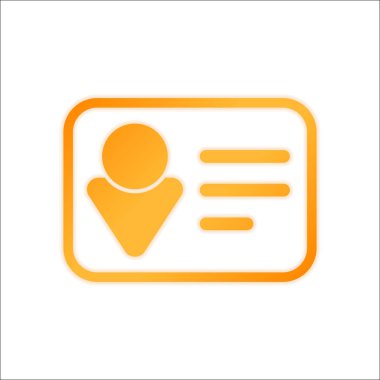 Kimlik kartı simgesi. Doğrusal tarzı. Portakal işareti beyaz arka plan üzerinde düşük ışık ile