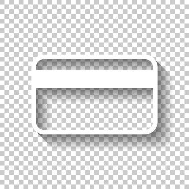 Basit bir kredi kartı ikonu. Saydam arkaplanda gölgesi olan beyaz simge