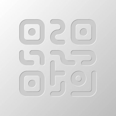 QR kodu. Teknoloji simgesi. Basit bir logo. Kağıt tasarımı. Düzenlenen sembolü. Çekirdeksiz stili