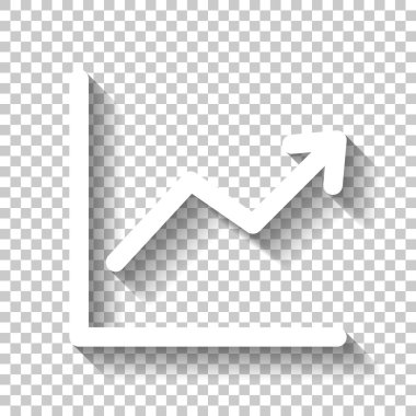 Grapgic finans, büyümek. Gölge şeffaf arka plan üzerinde beyaz simgesi