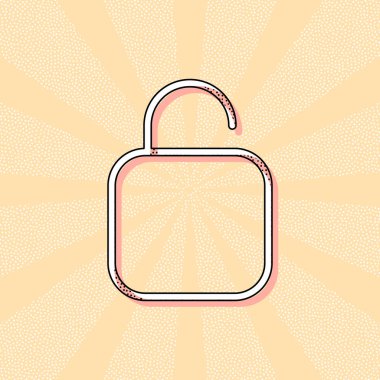 Basit kilidini. Doğrusal, ince anahat. Retro Vintage tipografi ofset baskı etkisi ile. Çizgi roman pop sanat arka plan ile nokta poster